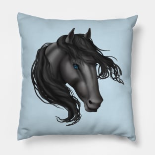 Horse Head - Gray Blue Eyes Pillow