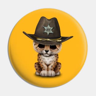 Cute Baby Leopard Cub Sheriff Pin