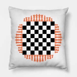 Online chess board game king, rook, bishop, queen, knight, and pawn. Pillow