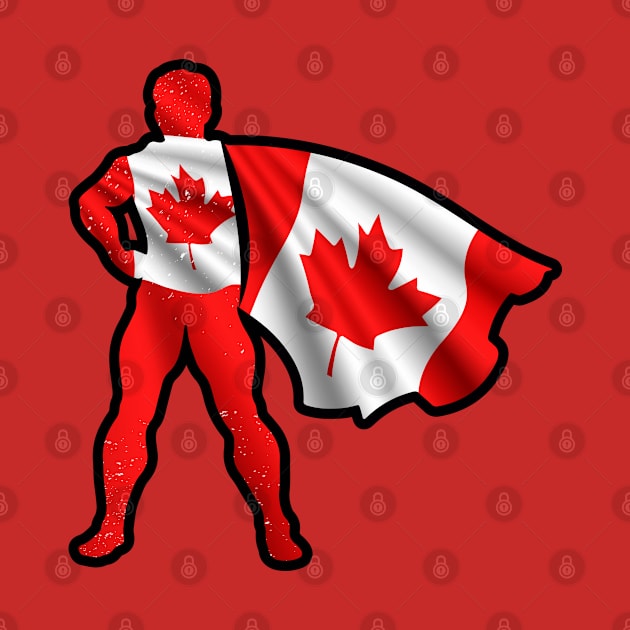 Canadian Hero Wearing Cape of Canada Flag Love Canadian Roots by Mochabonk