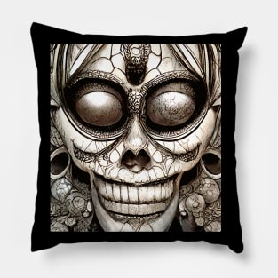 Black And White Sugar Skull 2 Muerto Pillow