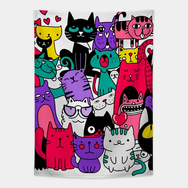 Crazy Cats Tapestry by Red Rov