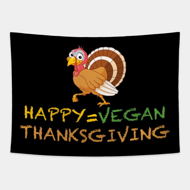Happy Vegan Thanksgiving Tapestry by Veganthee