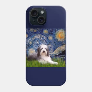 Bearded Collie in Adapted Starry Night Phone Case