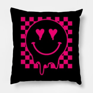 Melting Pink Smile Funny Smiling Melted Dripping Face Cute Pillow