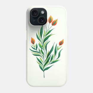 Spring Green Plant With Orange Buds Phone Case