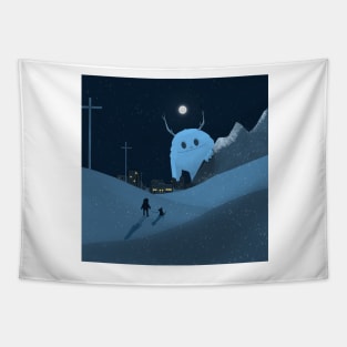 Friendly Moon Monster Tapestry