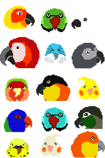 8bit parrots pattern Magnet