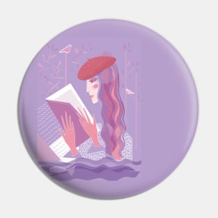 Reader in purple Pin