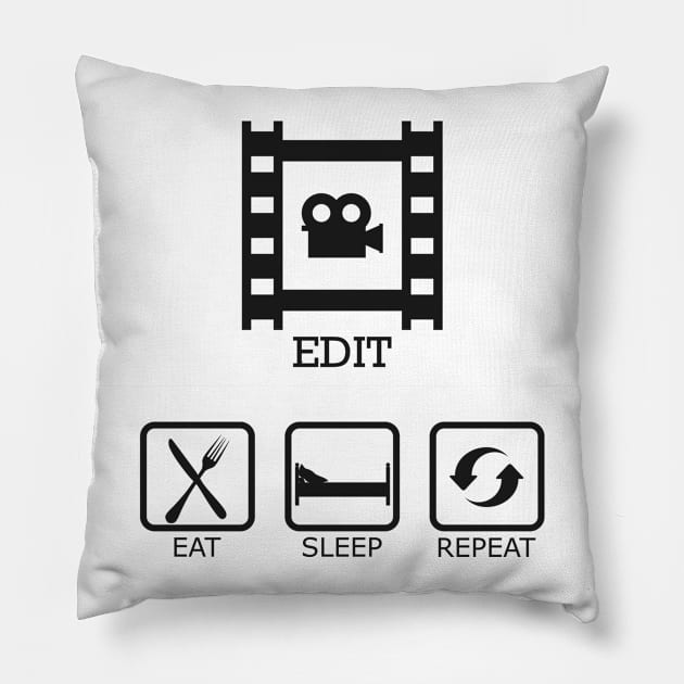 Editor - Eat sleep edit repeat Pillow by KC Happy Shop