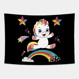 Cute Unicorn Rainbow Cloud Tapestry