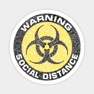 Warning Social Distance Yellow Circle Design Magnet