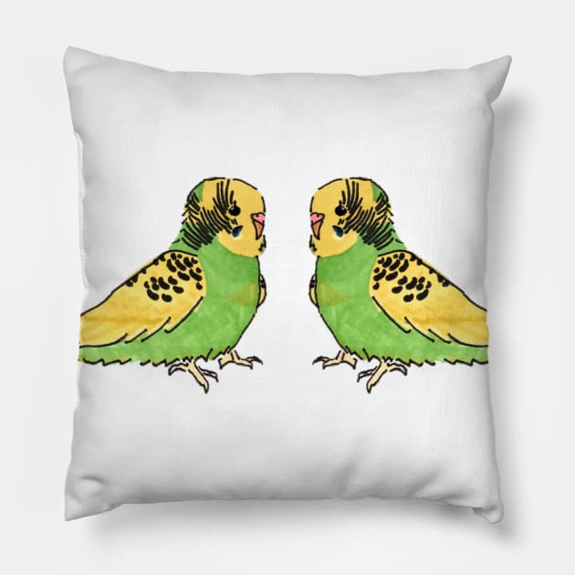 Budgie - recessive pied Pillow by CMCdoodles