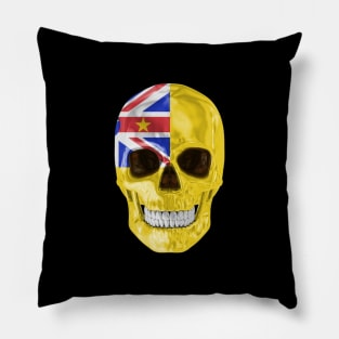 Niue Flag Skull - Gift for Niuean With Roots From Niue Pillow