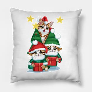 Adorable Christmas Kittens Pillow