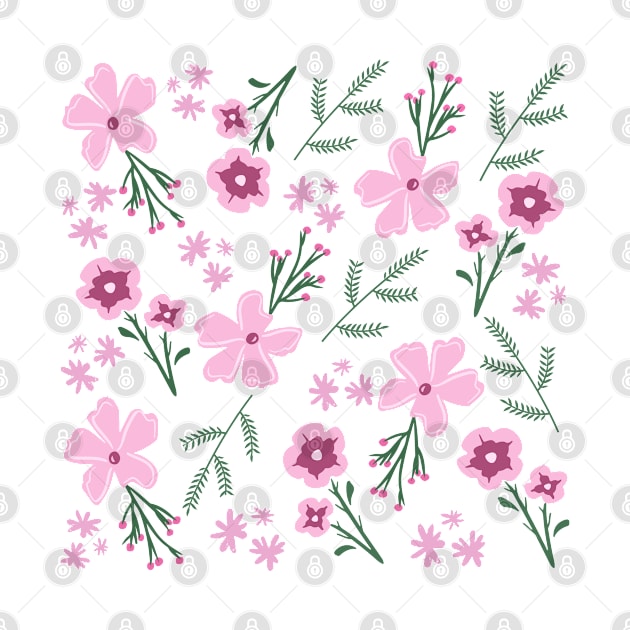 Pink wildflowers exotic flowers pattern by CuTeGirL21