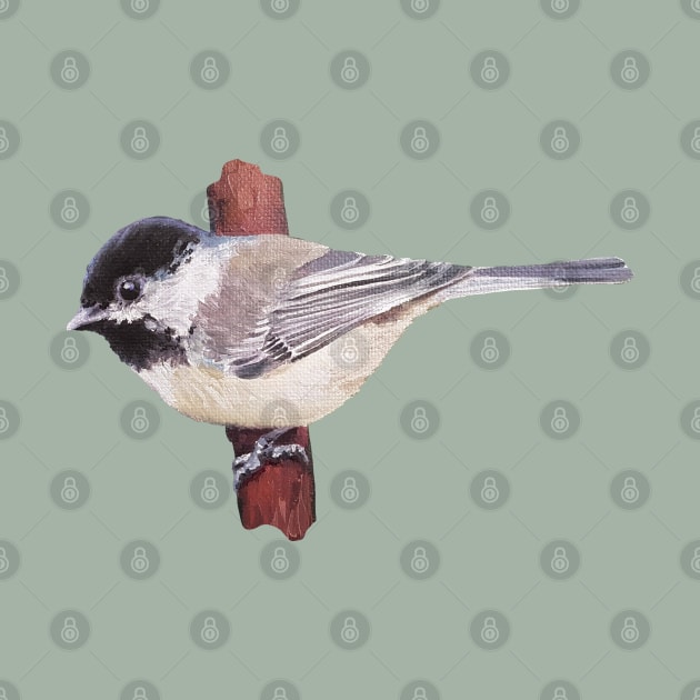 Chickadee in the Cedars bird painting (no background) by EmilyBickell