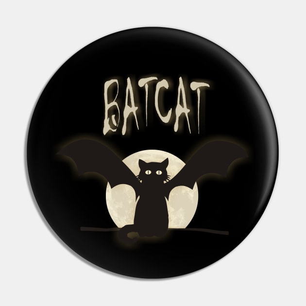 BatCat in Full Moon Pin by Pixels Pantry