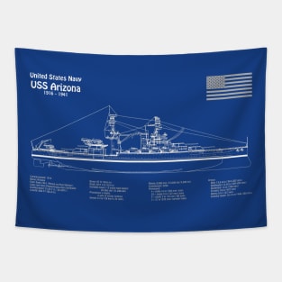 USS Arizona Battleship bb-39. World War II. Sunk on Pearl Harbor - AD Tapestry