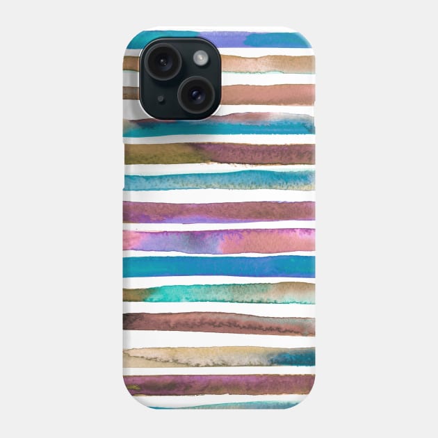 Pocket - WATERCOLOR STRIPES BLUE PURPLE 2 Phone Case by ninoladesign