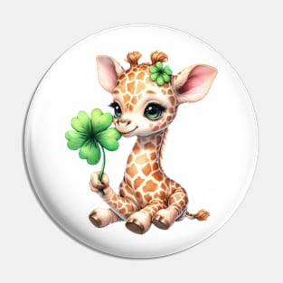 Clover Giraffe St Patricks Day Pin