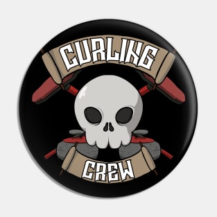 Curling crew Jolly Roger pirate flag Pin