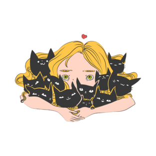 Girl and a Lot of Black Cats T-Shirt