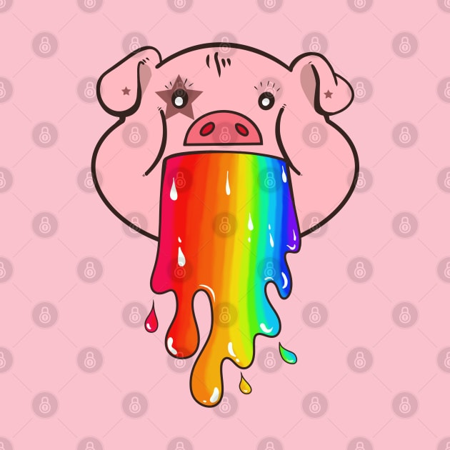 Pig vomiting a rainbow by Mimie20