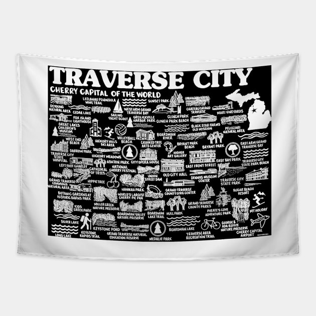 Traverse City Map Tapestry by fiberandgloss