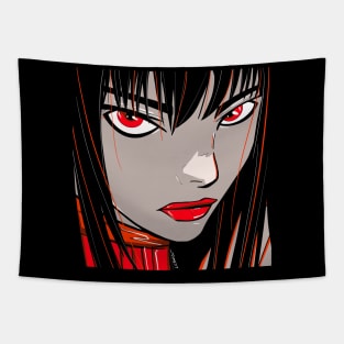 red aka crimson cyberpunk lady ecopop lust women art Tapestry