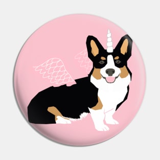 Tri Corgi Unicorn Pin