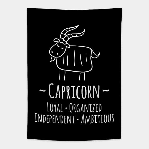 Capricorn Zodiac Sign Tapestry by HappyCatPrints