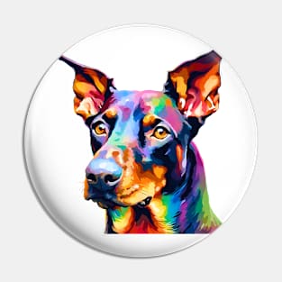 Pop-Art Doberman Pinscher Impressionism Pin