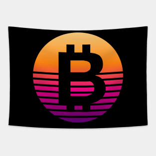 Bitcoin Vintage Sunset Tapestry