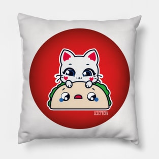 japanese taco and kawaii cat Pillow