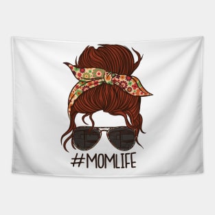 Hashtag Momlife Vintage Sunglasses Floral Bow Messy Bun Mothers Day Gift Ideas Tapestry