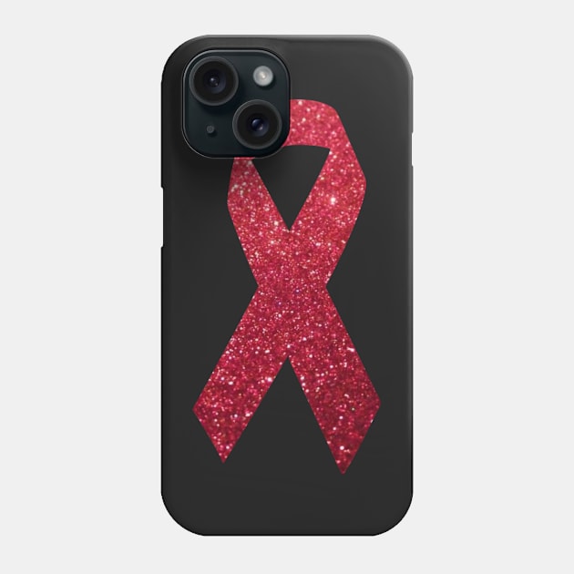 Red Faux Glitter Awareness Ribbon Phone Case by Felicity-K