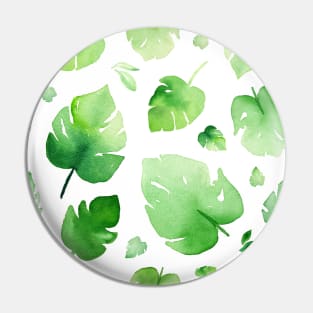 tropical green leaves in a soft watercolor Pin