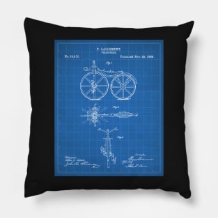 Bicycle Patent - Cycling Cyclist Bike Riding Fan Art - Blueprint Pillow