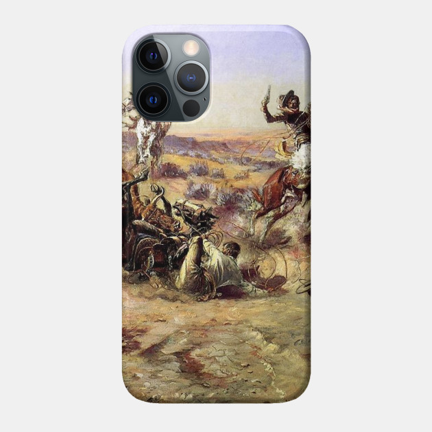 “The Broken Rope” by Charles M Russell - Broken Rope Lasso Cowboy Horse Prairie - Phone Case