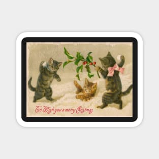 vintage Kitten Christmas Magnet