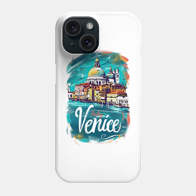 Venice Retro Italy poster Phone Case by GreenMary Design