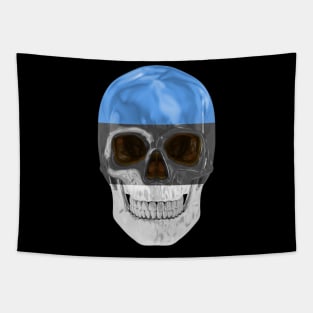 Estonia Flag Skull - Gift for Estonian With Roots From Estonia Tapestry