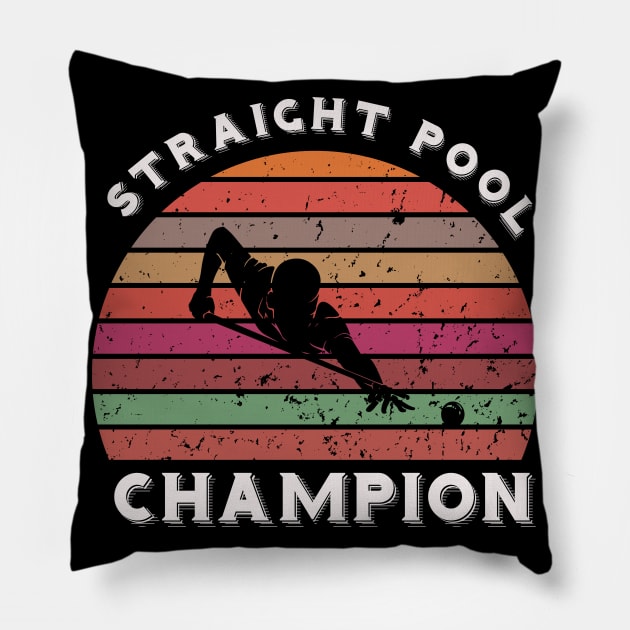 Straight pool champion - billiards sunset Pillow by BB Funny Store