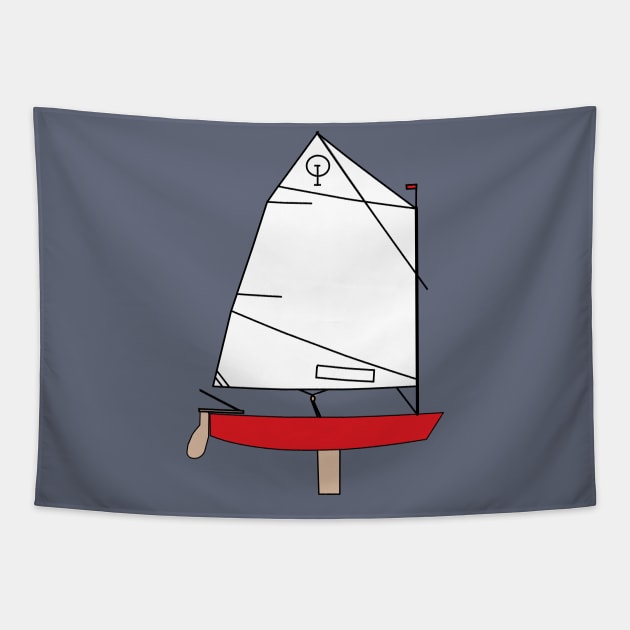 Optimist Sailing Dingy - Red Tapestry by CHBB