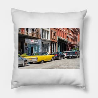 Yellow car in Tribeca, New York City Pillow