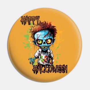 Spooky Zombie Boy Happy Halloween Pin