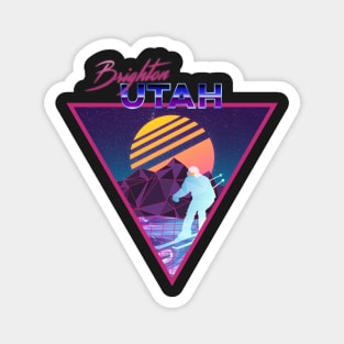 Retro Vaporwave Ski Mountain | Brighton Head Utah | Shirts, Stickers, and More! Magnet