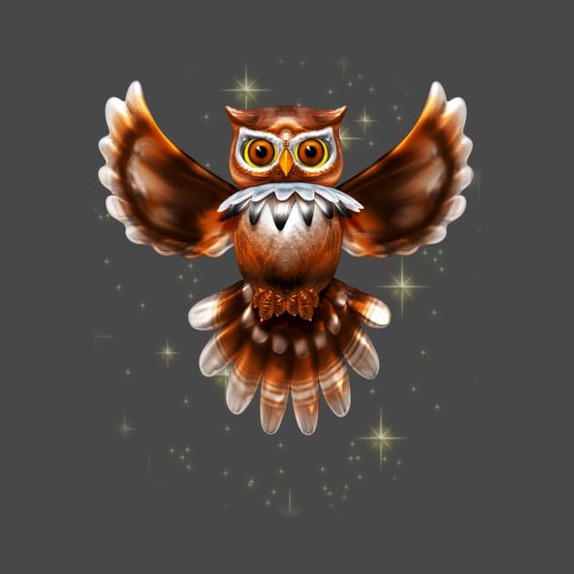 Surreal Owl Metallic Flying on the Night 3d by BluedarkArt