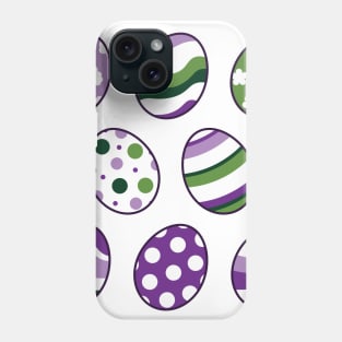 Egg Pattern | Purple Green | Stripes Clouds Flowers Dots | White Phone Case